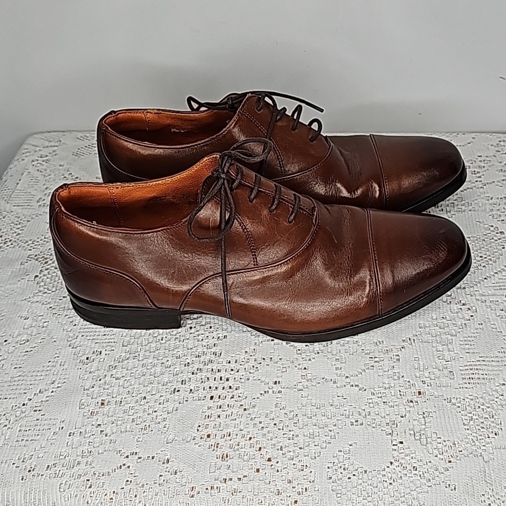 Wolf & Shepherd Vintage leather brown lace up penny loafers Oxford sz 7.5